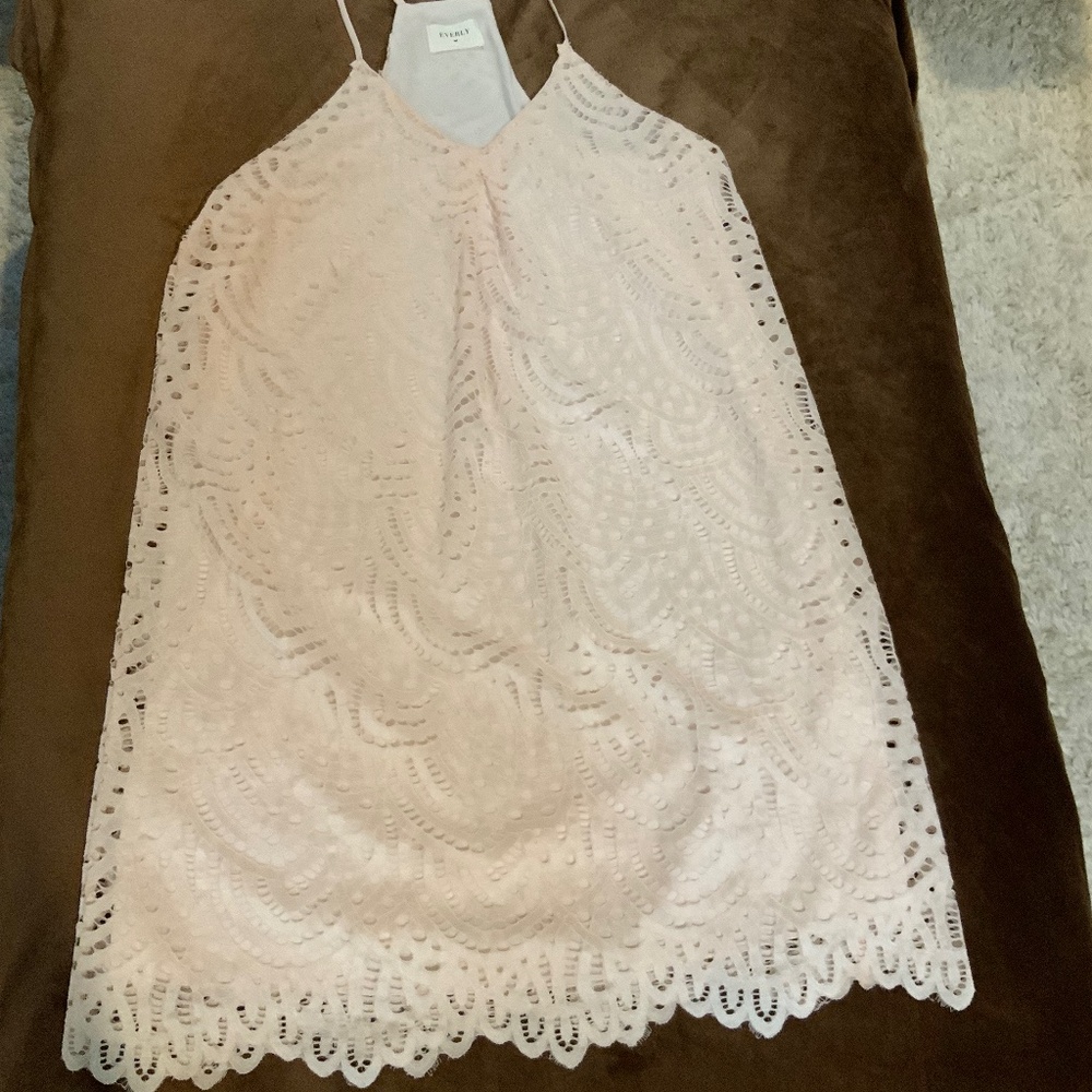 Everly Pink M lace lined dress w/adjustable straps Dainty Coquette Scandi